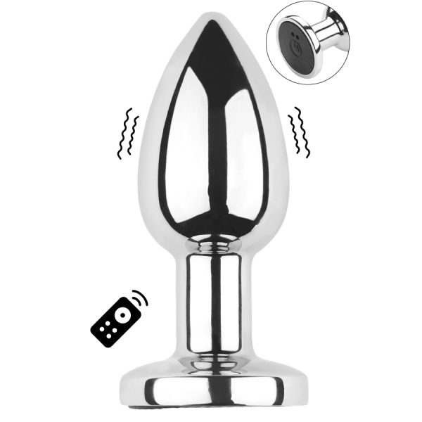 Plug vibrant acier inoxydable anal taille S avec télécommande, USB BOOTY